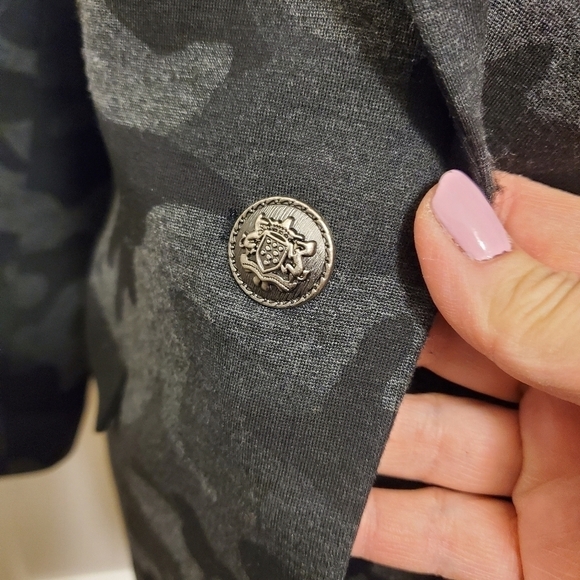 G.I.L.I Black & Gray Camo Print Ponte Knit Blazer Lined Size 10 - Picture 7 of 12